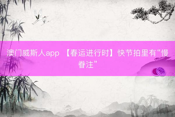澳门威斯人app 【春运进行时】快节拍里有“慢眷注”
